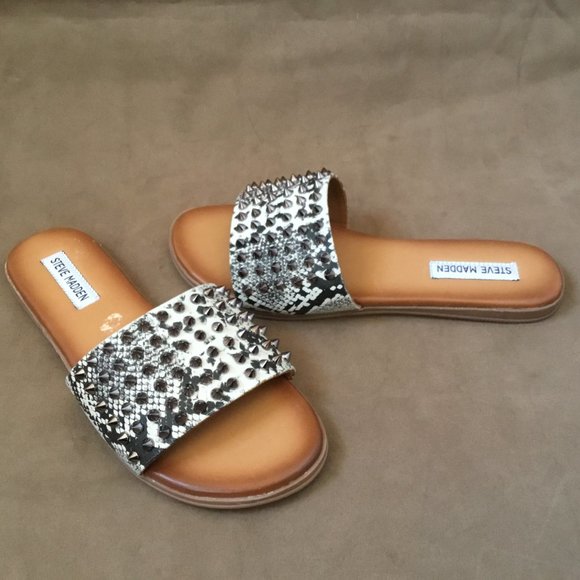 Steve Madden Shoes - Steve Madden Farryn Studded Snake Skin Slides